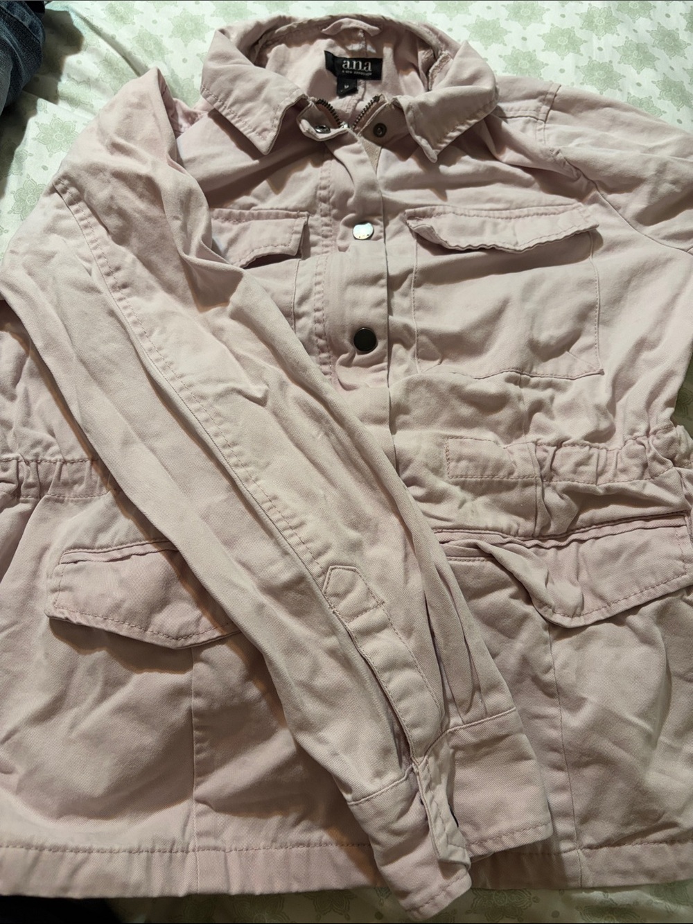 a.n.a Light Blush Utility Jacket with Drawstring Waist
